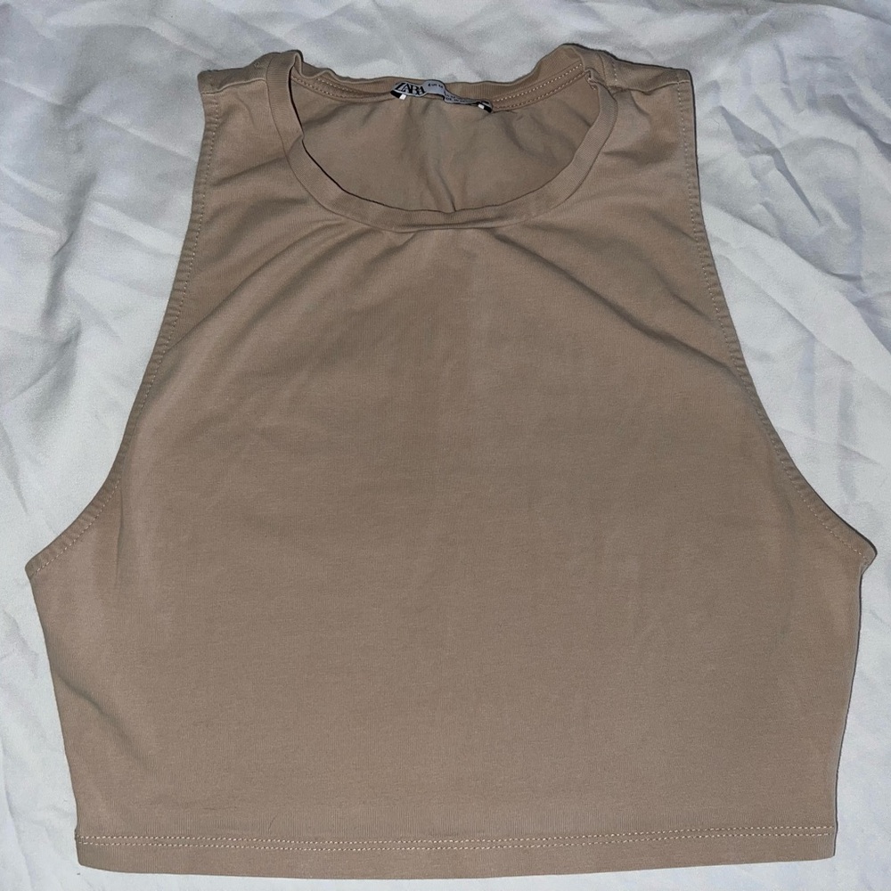 Zara Beige Sleeveless Tank Top